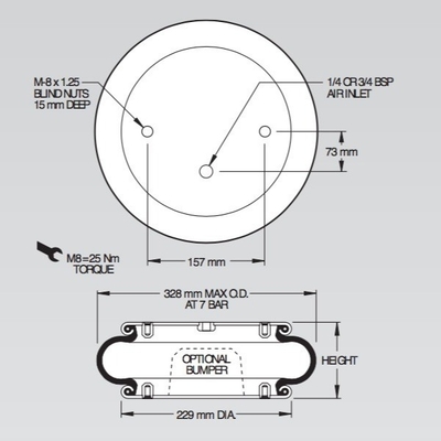 328mm Diameter W01-M58-6372 Industrial Air Springs Untuk Perangkat Self Aligning